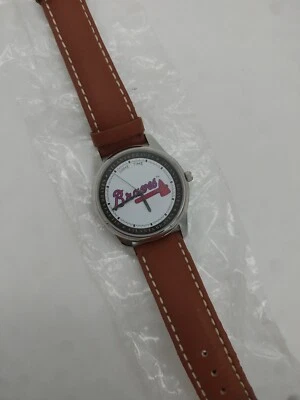 Atlanta Braves Vintage MLB Game Time Men’s Brown Leather Band World Champions - Image 1 of 4