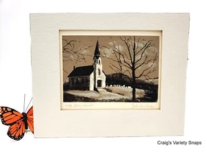 Künstler John Mosiman Kapelle Gemälde - handsigniert Eiche Kirche Serigraphie - Bild 1 von 4