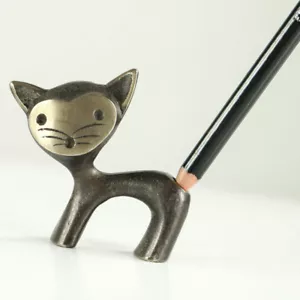 Walter Bosse Katze Stifthalter Messing Herta Baller Wien Vintage 50er Jahre - Bild 1 von 8