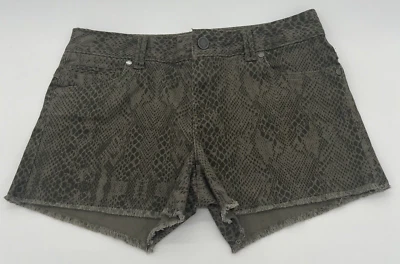 Womens Calvin Klein Shorts Snake Skin Animal Print Shorts Frayed Shorts Biker - Image 1 of 4
