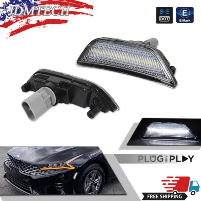 Se adapta a Kia K5 Optima 2021-2024 lente transparente blanco tira completa LED luces marcadoras laterales Foto 1 de 4