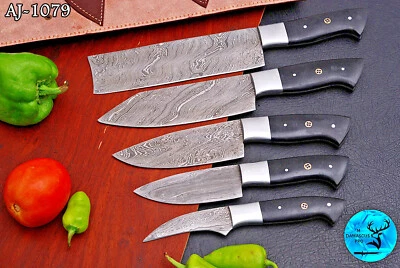 CHEF KNIVES Handmade HAND FORGED DAMASCUS STEEL CHEF KNIFE Set Kitchen Knives