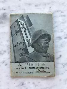 VECCHIA TESSERA FASCIO DI COMBATTIMENTO FASCISMO OLD CARD - Picture 1 of 3