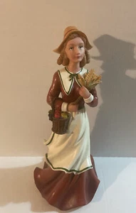 Erntezeit Holz Handarbeit Frau Figur Statue Erntedank Pilger 19" - Bild 1 von 20