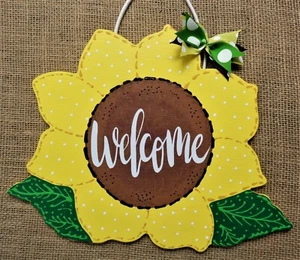 Welcome SUNFLOWER SIGN Wall Art Door Hanger Plaque Wreath Attachment Southwest - Picture 1 of 1