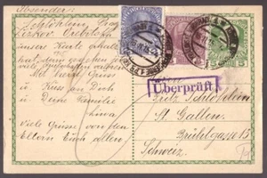 Austria, 1915 Multifranking Tarjeta Postal Censurada a Suiza -GX27 - Imagen 1 de 3