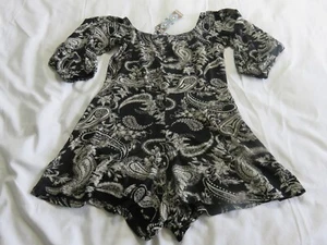 BOOHOO BNWT BLACK & STONE PAISLEY PRINT OFF THE SHOULDER SHORT PLAYSUIT UK 12 - Picture 1 of 13