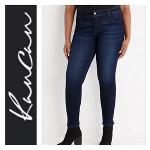 Pantalones de mezclilla KanCan Maurices ajustados tiro medio talla grande 22 x 29 tela gruesa elástica oscura - Imagen 1 de 16