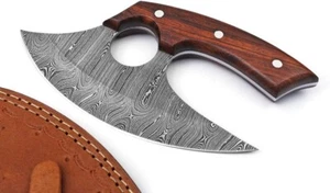 Handmade Damascus Steel Pizza Axe Knife - Fixed Blade knife for Chopping Boning - Picture 1 of 5