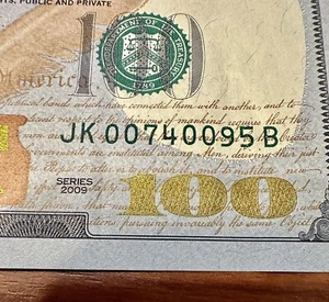 $100 Dollar Bill Fancy Serial Number 2009 James Bond 007. QUAD 0s 2 in Pairs -07 - Picture 1 of 10