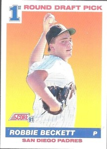 1991 Score Draft Pick Robbie Beckett San Diego Padres 673 Baseball