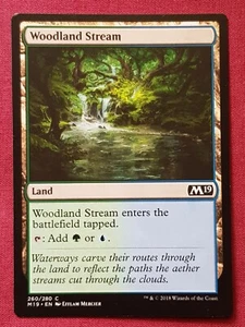 Magic The Gathering 2019 Core Set M19 Woodland Stream tarjeta de tierra Magic The Gathering - Imagen 1 de 2