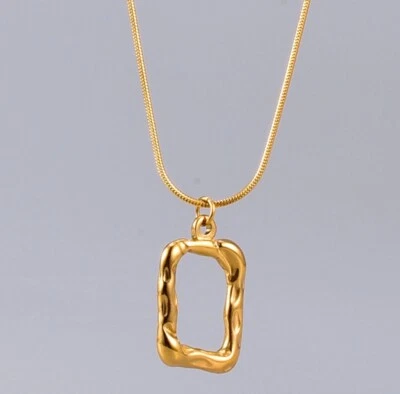 DELICADO Collar Rectángulo Irregular Oro Acero Inoxidable Titanio Mujer 16-18" Foto 1 de 4