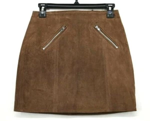 BlankNYC Denim Damen braun Reißverschluss vorne hinten Leder Wildleder Minirock neu mit Etikett $ 98 Größe 26 - Bild 1 von 8