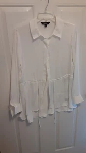 Vera Wang Simply Vera Button Up Shirt Off White Langarm Gr. M NEU  - Bild 1 von 10