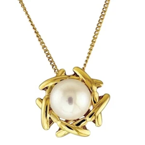 TIFFANY&Co. Necklace K18 yellow gold Pearl kiss used - Picture 1 of 8