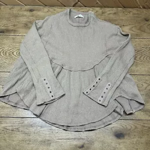 We The Free Brown Thermal Waffle Knit L/S Tunic Shirt Boho Hippie | Women’s XS - Picture 1 of 7