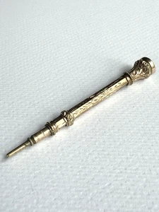 VINTAGE ANTIQUE 9CT GOLD RED CABOCHON MINIATURE PROPELLING PENCIL - Picture 1 of 6