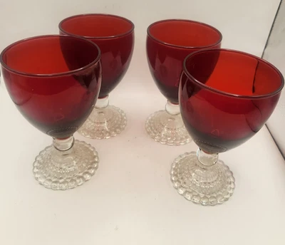 Anchor Hocking "Royal Ruby" Water Goblets - Set of 4 - Image 1 of 4