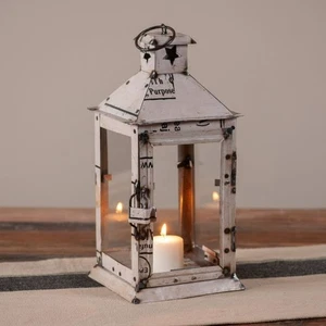 New Rustic Recycled Ironl Square Lantern - 15 inch - Picture 1 of 2