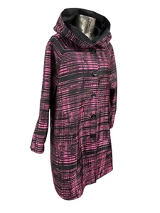 UbU Reversible Jacket Coat Size M Womens EU 42 Vintage Black & Pink Pockets Hood - Picture 1 of 16