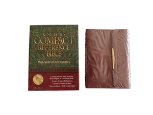 King James Bible Thomas Nelson Burgundy Bonded Leather Snap Flap Closure 344SBG - Bild 1 von 15