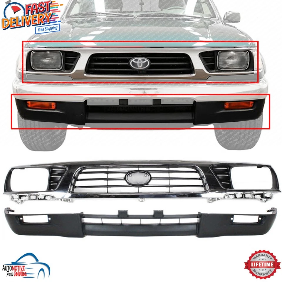 NEW FRONT CHROME GRILLE AND VALANCE PANEL FOR 1995 1996 1997 TOYOTA TACOMA 4WD Foto 1 de 4