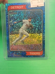 2023 Topps Heritage Chrome Blue Sparkle 72 Javier Baez Detroit Tigers MLB card - Picture 1 of 2