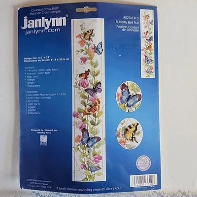 2005 Janlynn "Butterfly Bell Pull" Counted Cross Stitch Kit #023-0310 - SEALED - Image 1 of 4