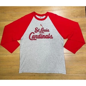 Vintage Lee Sport St Louis Cardinals Raglan Baseball T Shirt Gray Red Mens Sz Lg - Picture 1 of 9