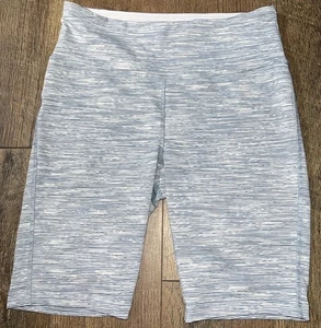 Vogo Athletica Damen Yoga Shorts mittelblau gestreift 9 Zoll Schrittlänge Activewear - Bild 1 von 8