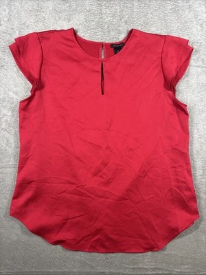 Ann Taylor Women's Pink Capped Sleeve Keyhole Front And Back Blouse Pink Size M - Image 1 of 4