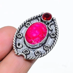 Ruby Simulated Gemstone Handmade 925 Sterling Silver Jewelry Ring Size 7 - Picture 1 of 5