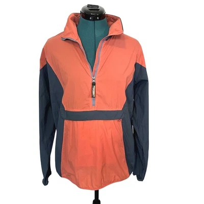 L.L.Bean Stowaway Jacket Womens Medium Orange Blue Anorak Windbreaker Half Zip - Image 1 of 4