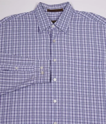 Camisa social masculina Robert Talbott roxa xadrez abotoada GG - Imagem 1 de 4