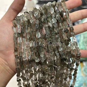 8-10 mm Natürliche Unregelmäßige Glatte Kiesel Nugget Turmalin Rutilquarz Perlen - Bild 1 von 4