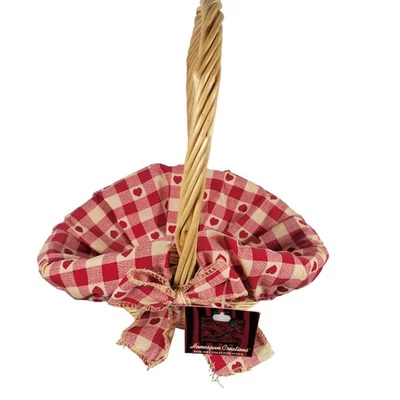 Vintage Homespun Creations Decorative Basket, Red Heart Checkered Liner Country  - Image 1 of 4