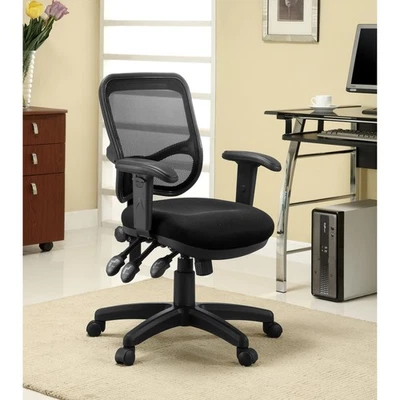 Silla de oficina ergonómica ajustable tapizada enrollable negra 26" x 25" x 36,5 Foto 1 de 4