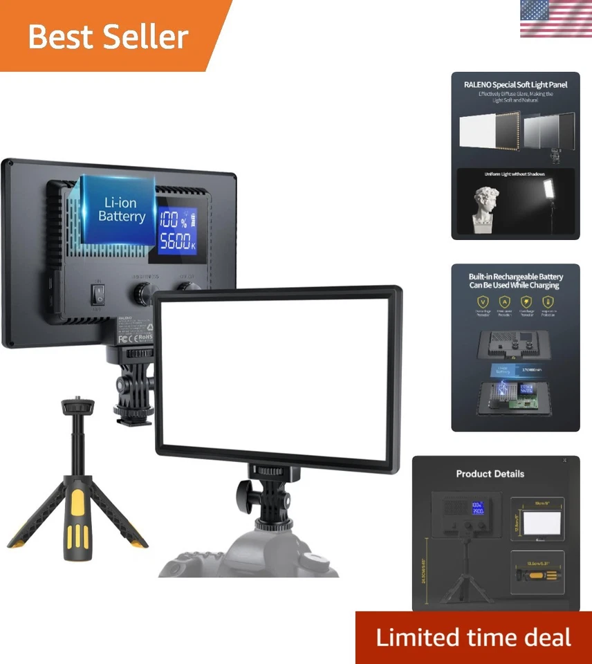 Luz de video LED profesional con batería de 4000 mAh y temperatura de color ajustable Foto 1 de 4