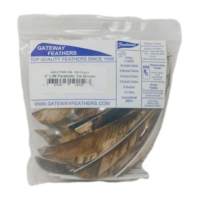 Paquete de 100 plumas Gateway 4" ala izquierda: camuflaje parabólico árbol marrón 400LPTBN-100 Foto 1 de 4