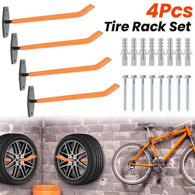 4x Autoreifen Wand Halter Haltebügel Reifen Felgen Haken Baum Regal Halterung DE - Bild 1 von 4