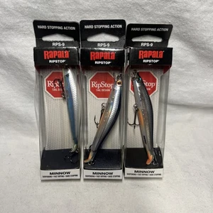 3 New Rapala RPS-9 Suspending Minnow Lot - 2x Elite Blue, & 1x Albino Shiner New - Picture 1 of 6