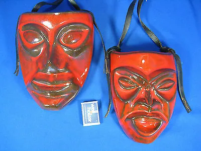 Set Of  2 Pottery Wall Masks  2  Wandmasken Fürst Adolf Kunstkeramik Werkstätte • 303.68€