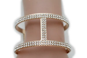 Women Cuff Bracelet Gold Metal Fashion Jewelry Wide Bangle Cut Out Fancy Stylish - Picture 1 of 9