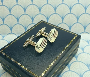 Herren Vintage Manschettenknöpfe vergoldet 925 massiv Sterling Silber mit Box - Bild 1 von 11
