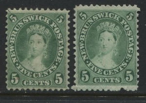 New Brunswick QV 1860 5 cents 2 very nice distinct shades unused no gum - Picture 1 of 1