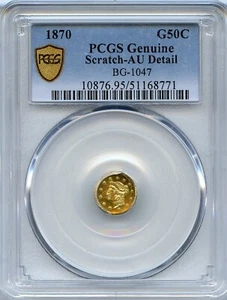 PCGS 1870 1/2$ California Gold (Goofy Head) / BG-1047 PCGS AU (PL) HR4 - Picture 1 of 3