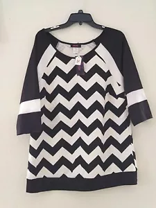 Top da donna Krush taglia 1X trapuntato mezza manica chevron nero bianco con etichette - Foto 1 di 12