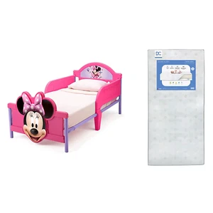 Toddler Bed 3D-Footboard Disney Minnie Mouse with Mattress for Little Kids Girls - Picture 1 of 9