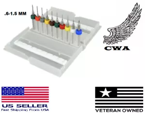 10Pcs 0.6mm-1.5mm PCB Print Circuit Board Carbide Micro Drill Bits Set Tools US - Picture 1 of 5